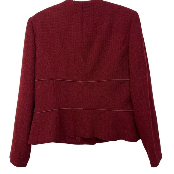 TALBOTS Vintage Red Wool Tweed Blend Size 14 Made in USA Bolero Blazer - Picture 3 of 5